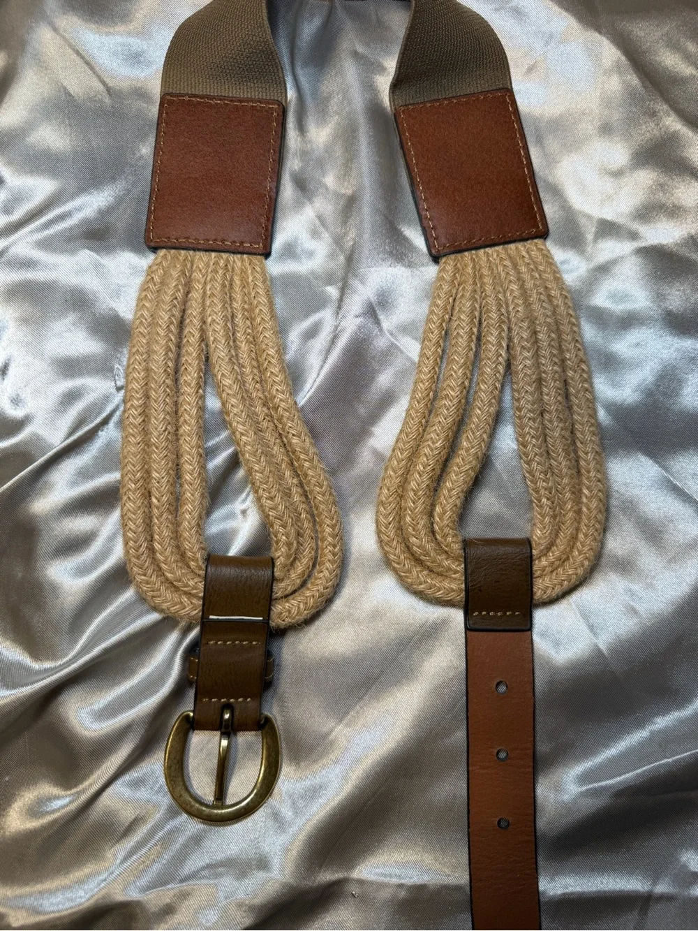 Y2K Womens Stretch Woven Rope Belt Faux Leather Boho Braided Adjustable